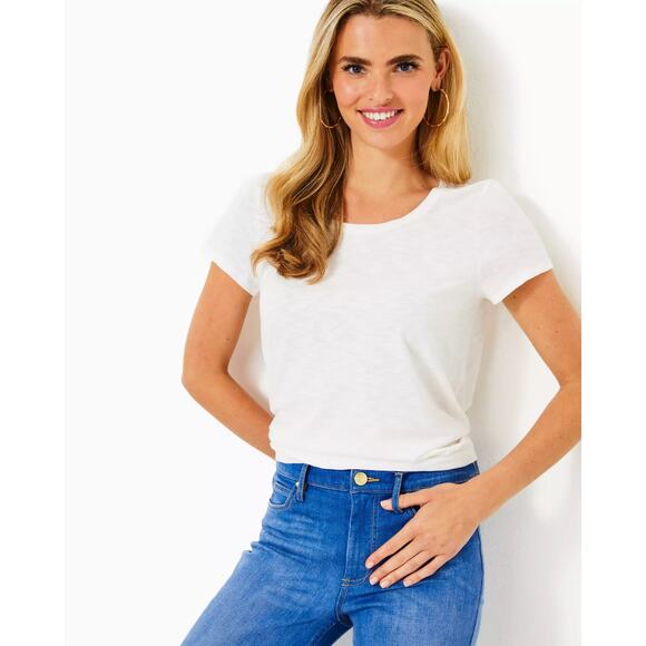 Lilly Pulitzer Tops - Lilly Pulitzer Etta Scoop Neck Top Resort White Size S